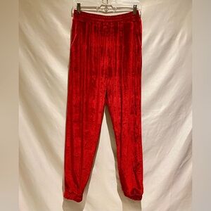 Red Crushed Velvet Jogger Pants, size M
